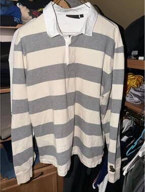 Octobers Very Own Drake Striped Rugby Polo T-Shirt Mens XL
